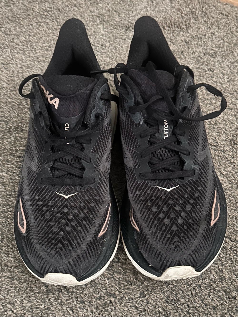 HOKA Black/Rose Gold Clifton Sneakers - Picture 2 of 4